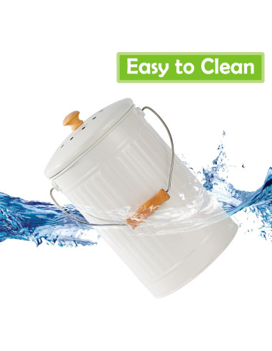 Cubo de Compostaje TreaHome 1.7 Galones Blanco Sin Olores