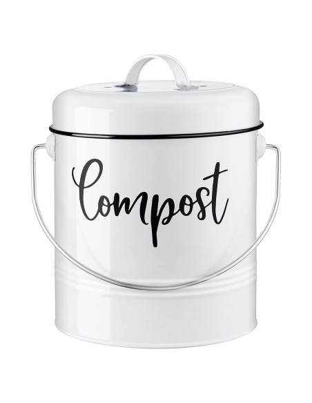Contenedor de Compost de Cocina DAYYET 1.3 Galones Blanco