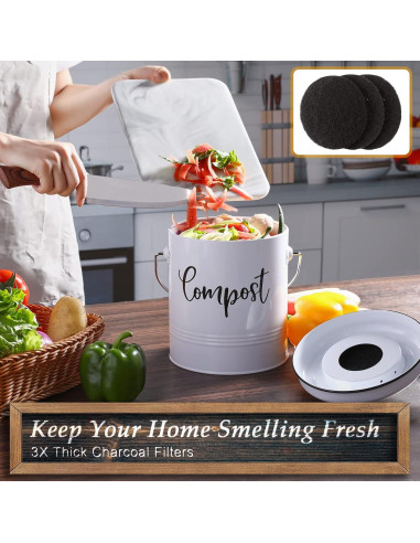 Contenedor de Compost de Cocina DAYYET 1.3 Galones Blanco