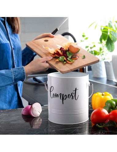 Contenedor de Compost de Cocina DAYYET 1.3 Galones Blanco