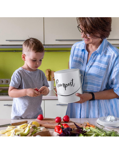 Contenedor de Compost de Cocina DAYYET 1.3 Galones Blanco