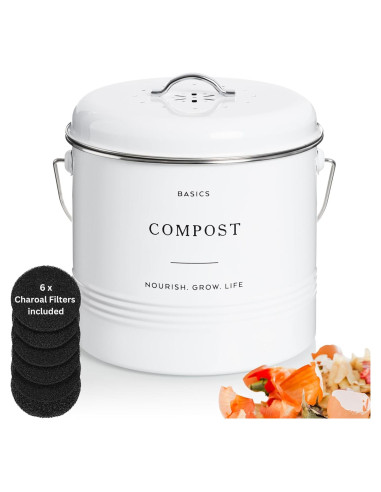 Contenedor de Compostaje D'Lifeful 4.9L Blanco - Sin Olores