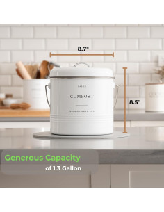 Contenedor de Compostaje D'Lifeful 4.9L Blanco - Sin Olores 2