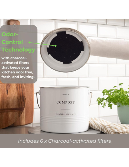 Contenedor de Compostaje D'Lifeful 4.9L Blanco - Sin Olores