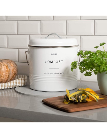 Contenedor de Compostaje D'Lifeful 4.9L Blanco - Sin Olores