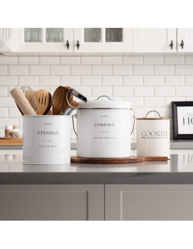 Contenedor de Compostaje D'Lifeful 4.9L Blanco - Sin Olores