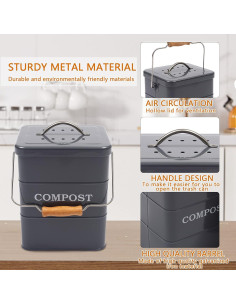 Contenedor de Compost Acero Inoxidable Ayacatz 3,79L Gris 2