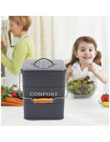 Contenedor de Compost Acero Inoxidable Ayacatz 3,79L Gris