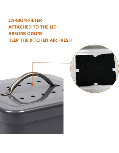 Contenedor de Compost Acero Inoxidable Ayacatz 3,79L Gris