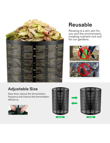 Contenedor de Compostaje VIVOSUN 220 Galones HDPE Negro