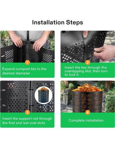 Contenedor de Compostaje VIVOSUN 220 Galones HDPE Negro