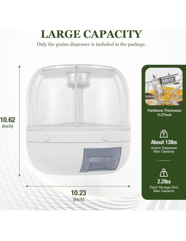 Dispensador de Granos Rotativo 360 Shawtuuy 8.45L 6 Rejillas