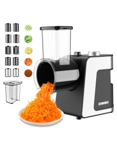 Rallador Eléctrico ZOHOKO 250W 5-en-1 para Queso y Verduras