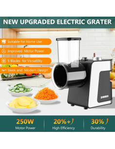 Rallador Eléctrico ZOHOKO 250W 5-en-1 para Queso y Verduras 2