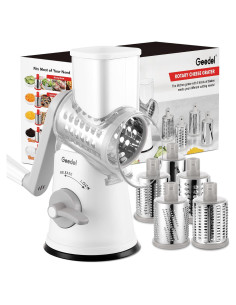 Rallador de Queso Rotativo Geedel 5 en 1 con Succión Fuerte