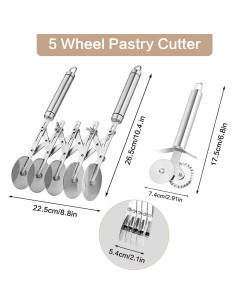 Cortador de Masa Mlesi 5 Ruedas Acero Inoxidable 0.41 kg 2