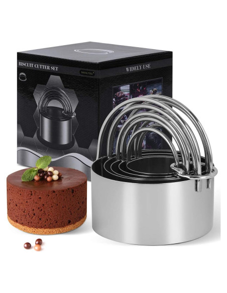Juego de Cortadores de Galletas Redondos HUINF - 5 Piezas Acero Inoxidable
