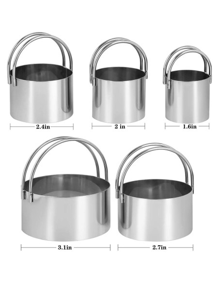 Juego de Cortadores de Galletas Redondos HUINF - 5 Piezas Acero Inoxidable