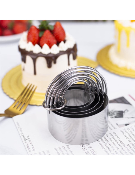 Juego de Cortadores de Galletas Redondos HUINF - 5 Piezas Acero Inoxidable