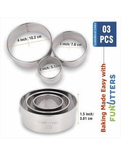 Juego de Cortadores de Galletas Funutters 3 Piezas 2-4 Pulgadas 2