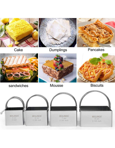 Juego de Cortadores de Galletas HULISEN Cuadrados 4 Piezas