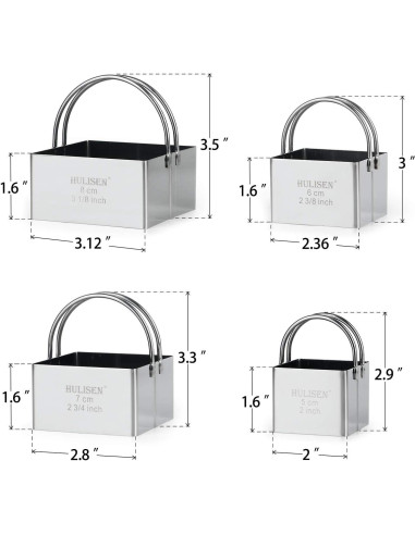 Juego de Cortadores de Galletas HULISEN Cuadrados 4 Piezas