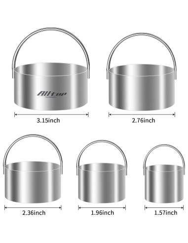 Cortadores de Galletas Redondos ALLTOP Acero Inoxidable 5 Pcs