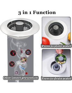 Tapón de Fregadero 3 en 1 BAOLSLS Plateado 8,89 cm 2