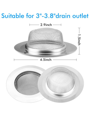 Filtro de Fregadero de Cocina SOSUO 2 Piezas Acero Inoxidable 11.43 cm