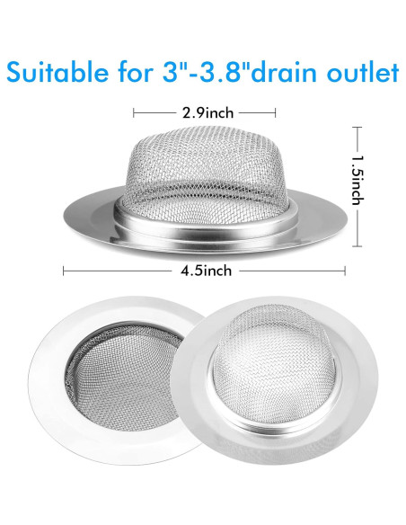 Filtro de Fregadero de Cocina SOSUO 2 Piezas Acero Inoxidable 11.43 cm