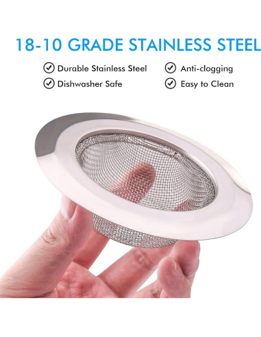 Filtro de Fregadero de Cocina SOSUO 2 Piezas Acero Inoxidable 11.43 cm