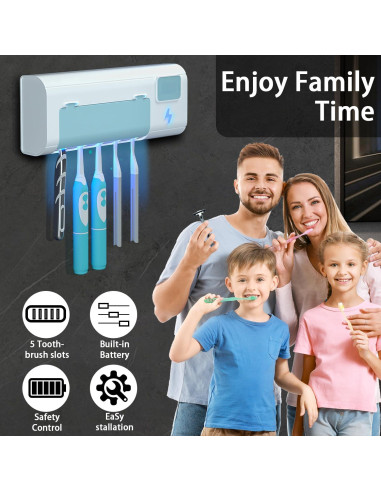 Soporte para cepillos de dientes ZEOEZHBI azul con temporizador