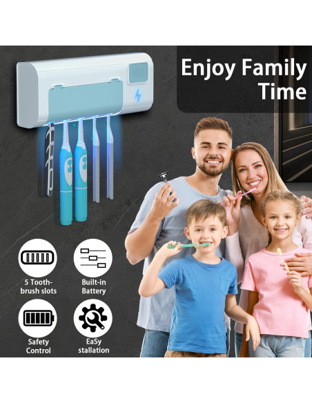 Soporte para cepillos de dientes ZEOEZHBI azul con temporizador