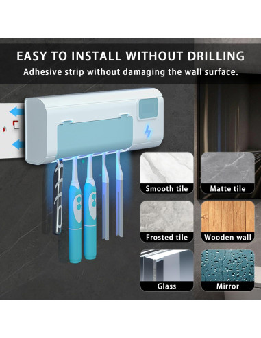 Soporte para cepillos de dientes ZEOEZHBI azul con temporizador