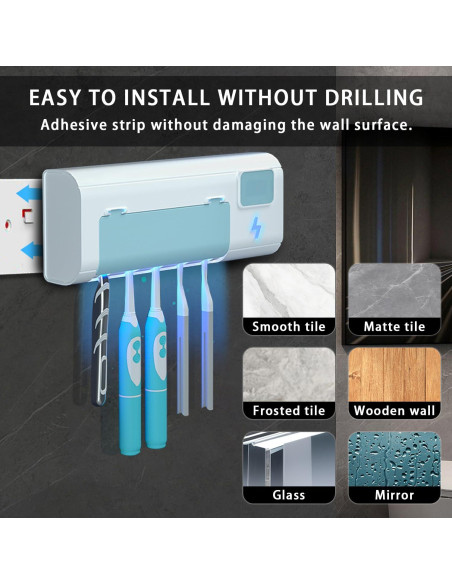 Soporte para cepillos de dientes ZEOEZHBI azul con temporizador