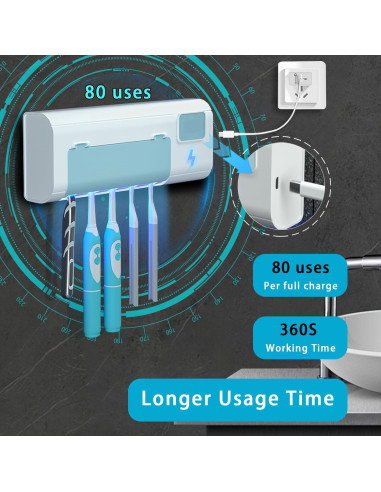 Soporte para cepillos de dientes ZEOEZHBI azul con temporizador