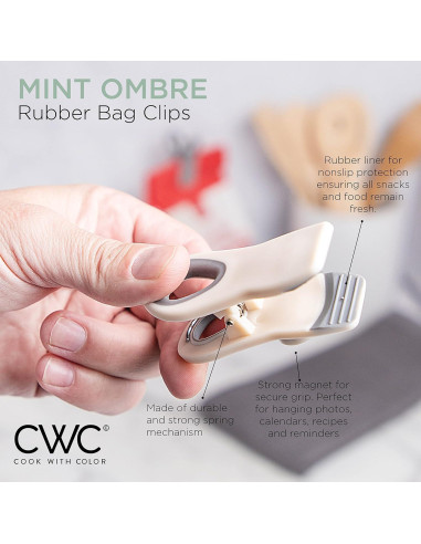 Clips para Bolsas Cook with Color Menta y Gris - 10 Piezas
