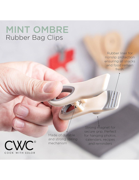 Clips para Bolsas Cook with Color Menta y Gris - 10 Piezas