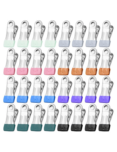 Pinzas de Ropa Sylroal 32 Piezas Acero Inoxidable Colores