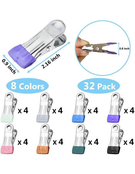 Pinzas de Ropa Sylroal 32 Piezas Acero Inoxidable Colores