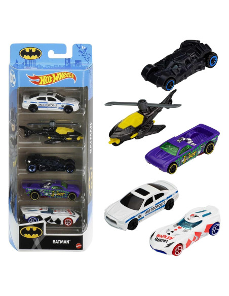 Juego de 5 vehículos de juguete Hot Wheels Batman 1:64