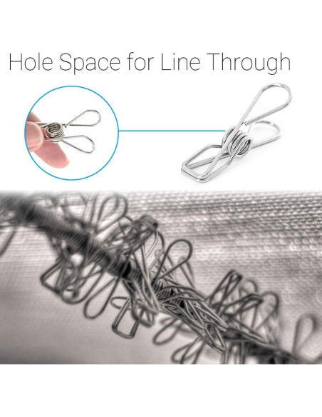 40 Pinzas de Ropa Acero Inoxidable FJCTER Duraderas