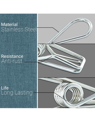 40 Pinzas de Ropa Acero Inoxidable FJCTER Duraderas