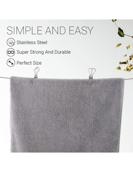 40 Pinzas de Ropa Acero Inoxidable FJCTER Duraderas