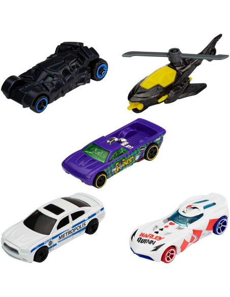 Juego de 5 vehículos de juguete Hot Wheels Batman 1:64