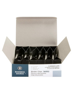 Clips de carpeta Business Source grandes negros 12 unidades