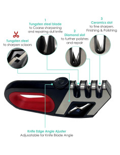 Afilador de cuchillos MyHome 101 3 etapas ajustable rojo 2