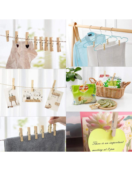 100 Pinzas de Ropa de Madera Tecbeauty 7,62 cm Resistentes