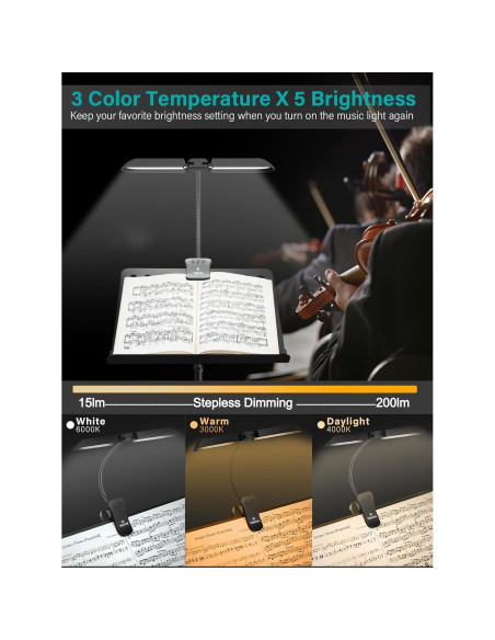 Lámpara de Atril Vekkia MST64 LED Recargable 5 Brillos 3 Colores