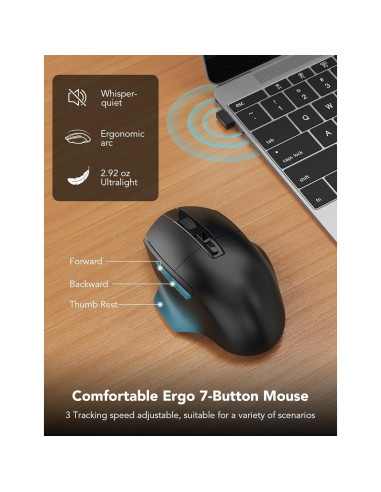 Combo Teclado y Ratón Inalámbrico SABLUTE Ergonómico
